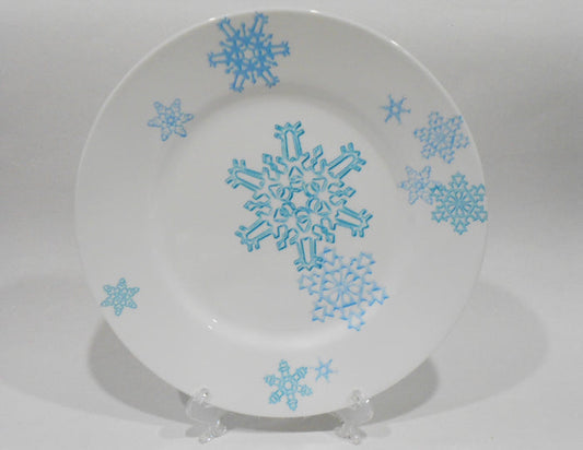 ❤️ Corelle WINTER MAGIC 10.75" DINNER PLATE *Christmas Snowman Blue Snowflakes