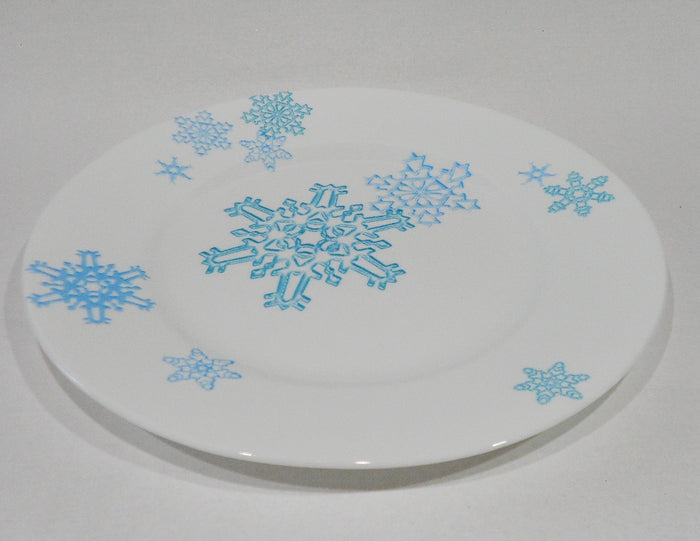 ❤️ Corelle WINTER MAGIC 10.75" DINNER PLATE *Christmas Snowman Blue Snowflakes