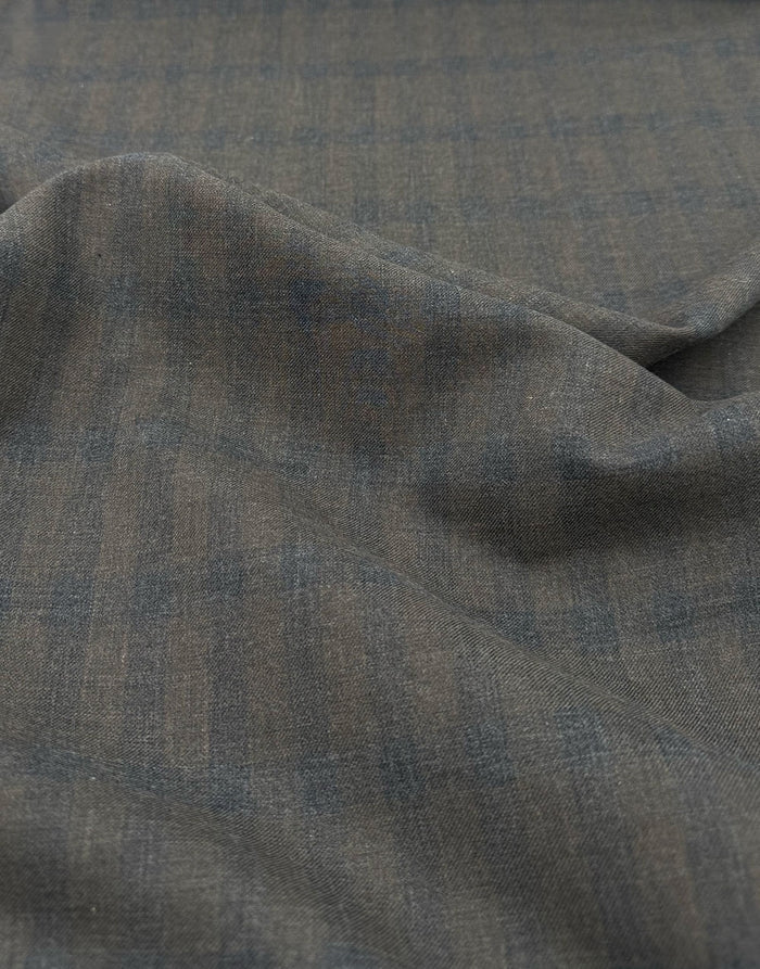 Cossato Cotton & Cashmere Check Fabric, Earthy Olive