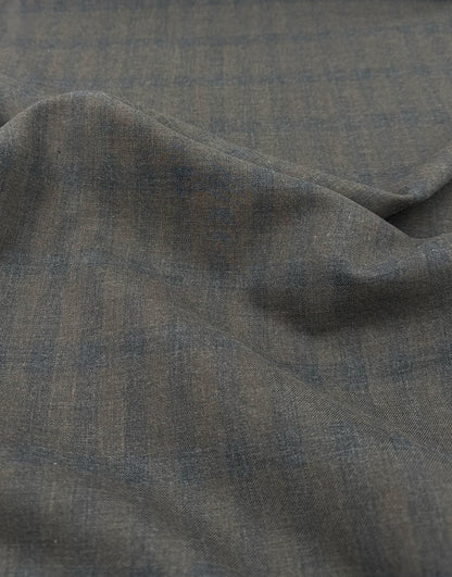 Cossato Cotton & Cashmere Check Fabric, Earthy Olive