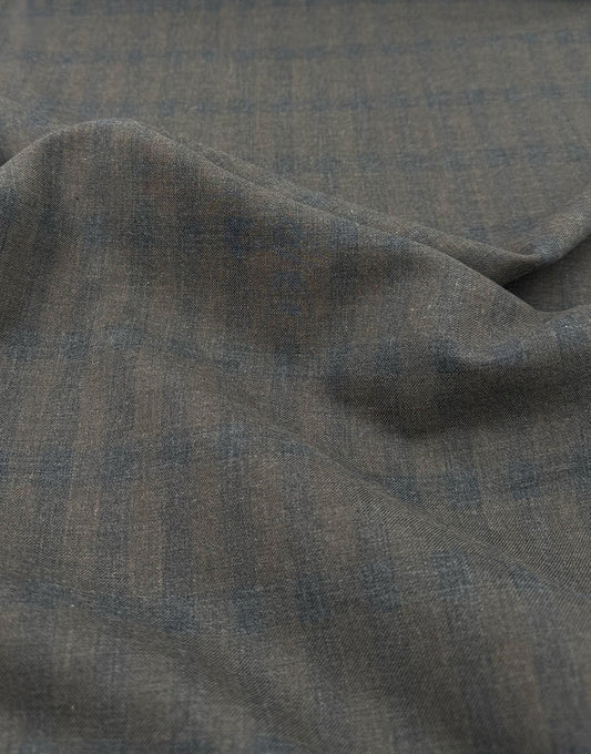Cossato Cotton & Cashmere Check Fabric, Earthy Olive
