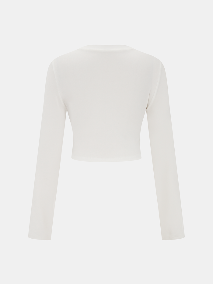 Cotton-Blend Knot-Front Cropped Top