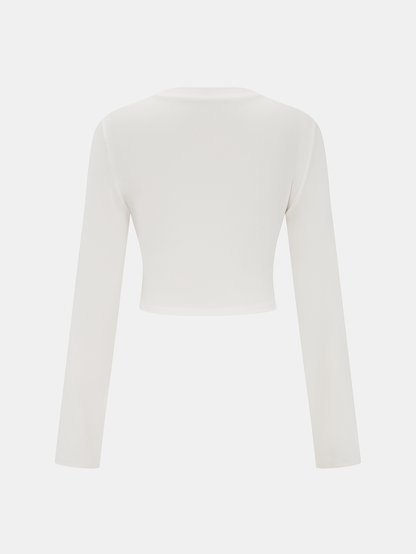Cotton-Blend Knot-Front Cropped Top