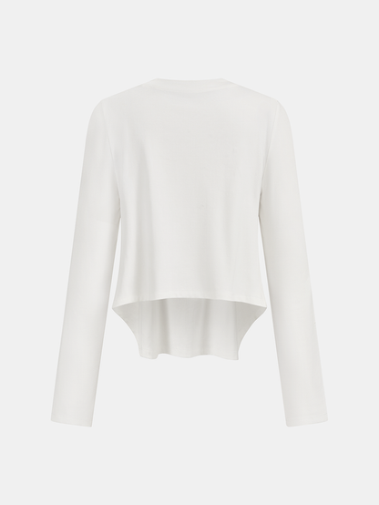 Cotton-Blend Knot-Front Cropped Top