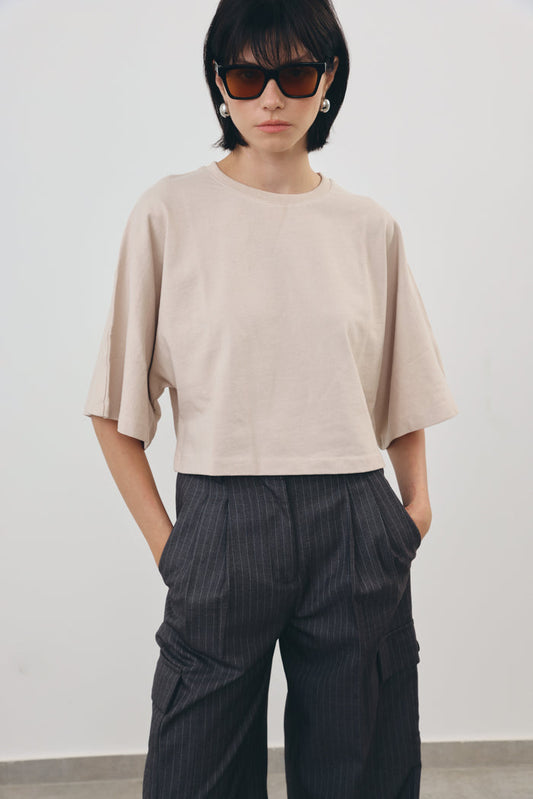 Cropped Wide-Sleeve Tee