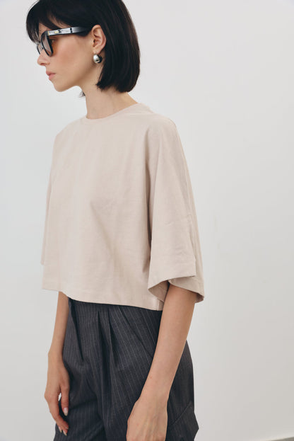 Cropped Wide-Sleeve Tee
