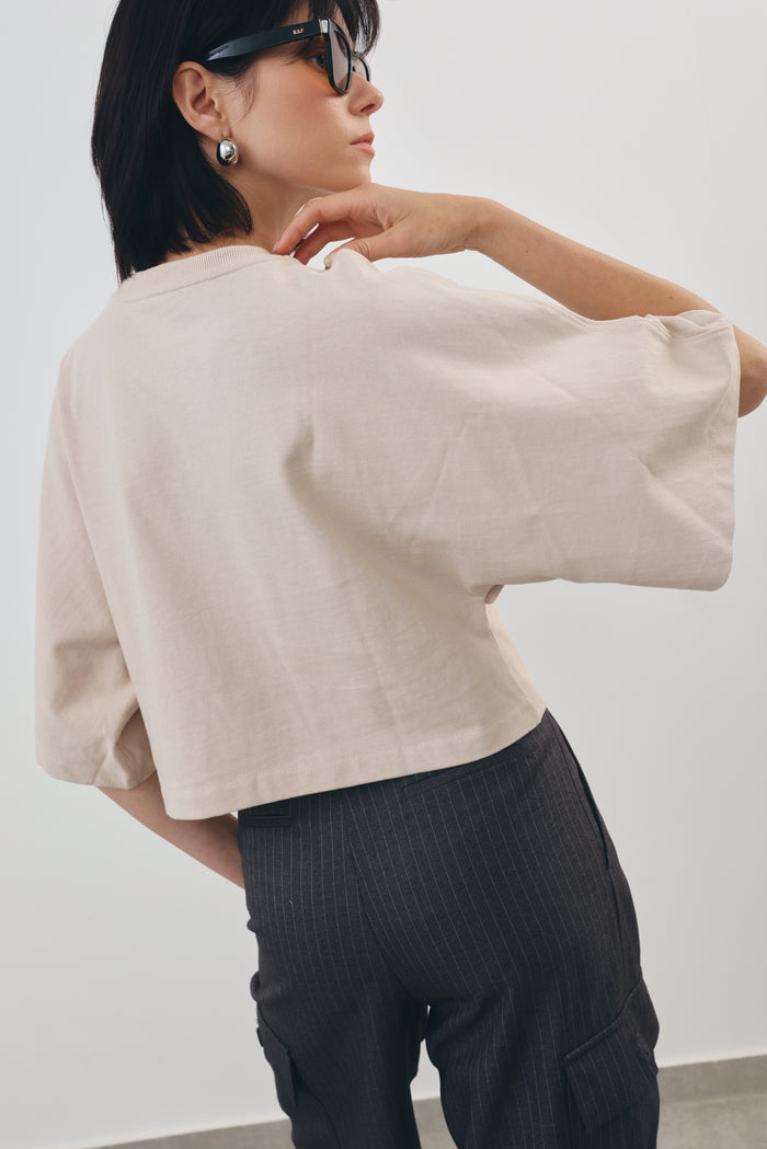 Cropped Wide-Sleeve Tee