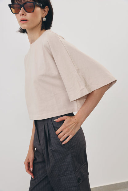 Cropped Wide-Sleeve Tee