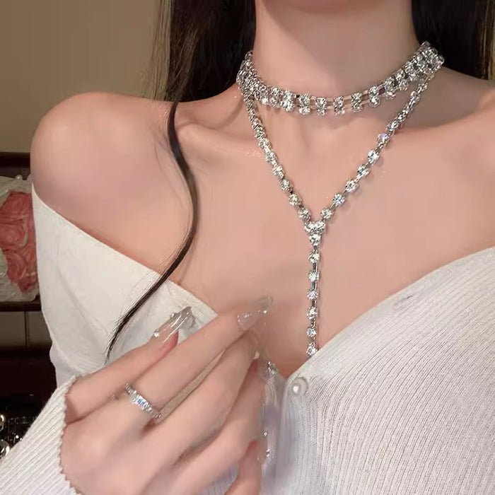 Crystal Drop Choker Necklace - Fashionnsio