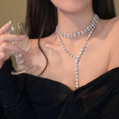 Crystal Drop Choker Necklace - Fashionnsio