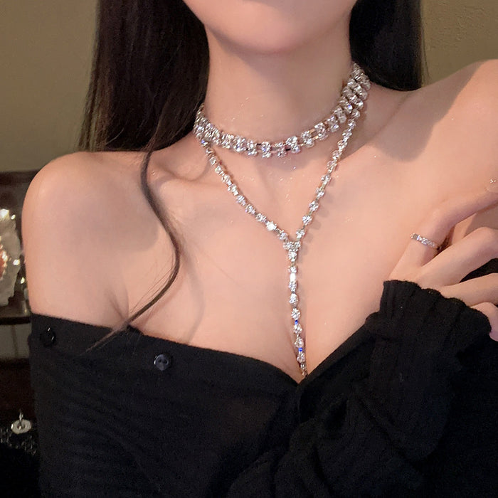 Crystal Drop Choker Necklace - Fashionnsio