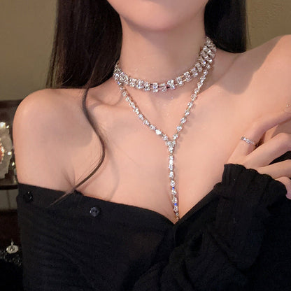 Crystal Drop Choker Necklace - Fashionnsio