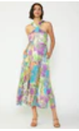 Current Air Halter Neck Pleated Midi Dress