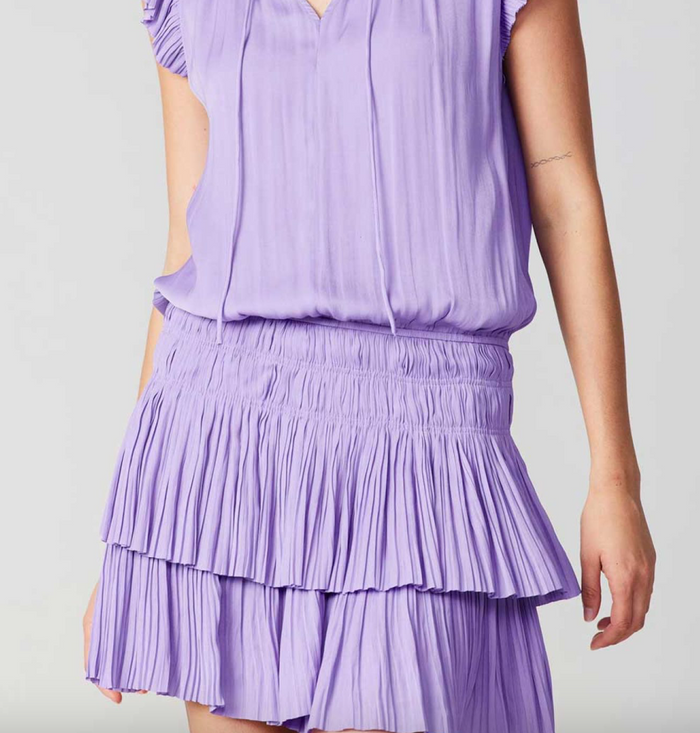 Current Air SS Smocked Waist Pleated Mini Skirt Dress