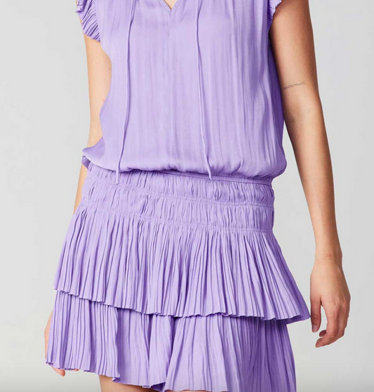 Current Air SS Smocked Waist Pleated Mini Skirt Dress