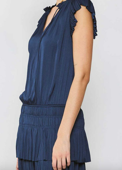 Current Air SS Smocked Waist Pleated Mini Skirt Dress