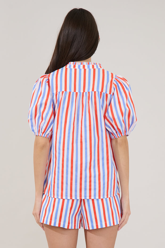 Daly Split Neck Top Stripe