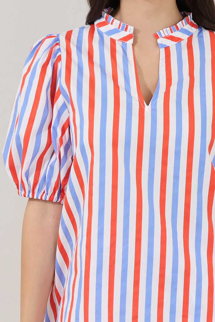 Daly Split Neck Top Stripe