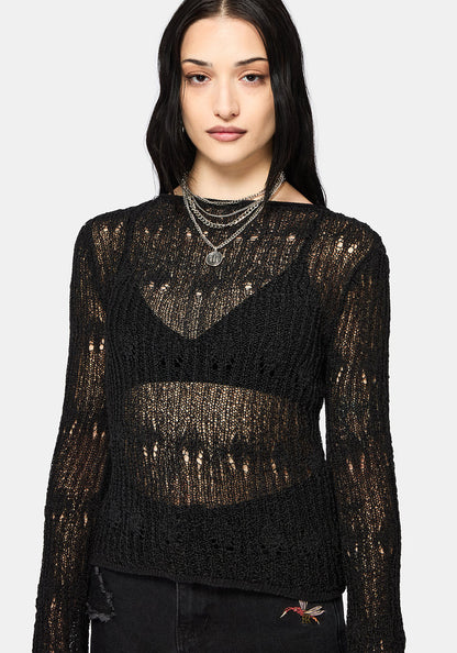 Damien Ladder Knit Top - Black
