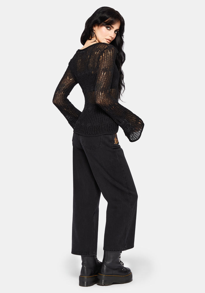 Damien Ladder Knit Top - Black