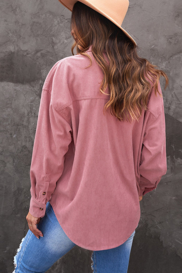 Dark Blue Corduroy Button Pocket Shirt - Tops/Blouses & Shirts