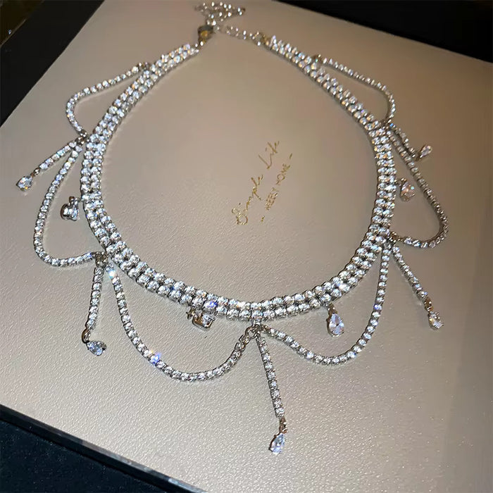 Dazzling Drops Diamond Necklace - Fashionnsio