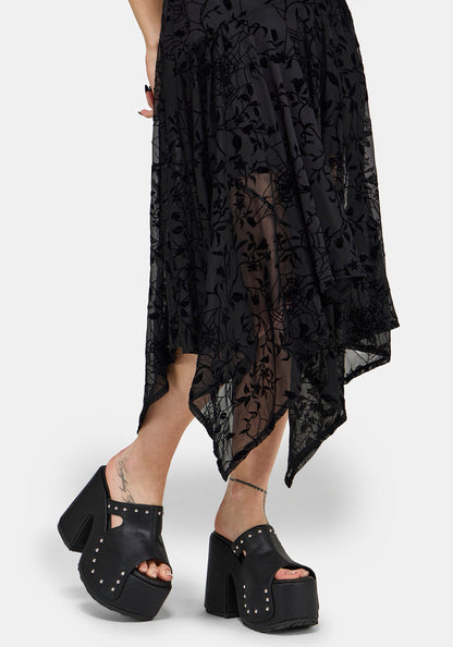 Deadly Nightshade Mesh Midi Dress