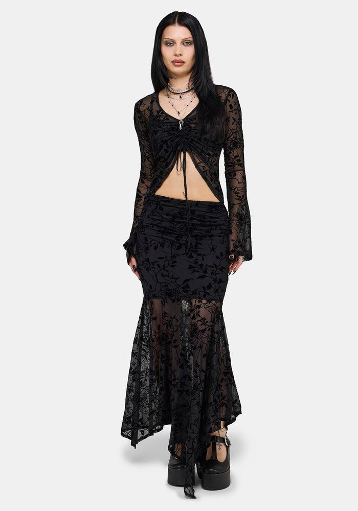Deadly Nightshade Mesh Midi Skirt