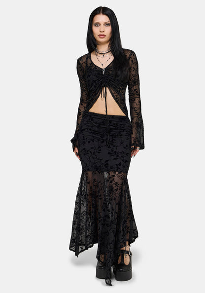 Deadly Nightshade Mesh Midi Skirt