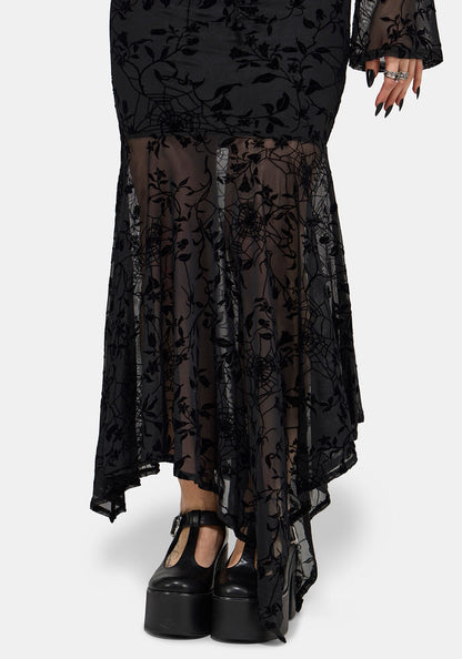 Deadly Nightshade Mesh Midi Skirt