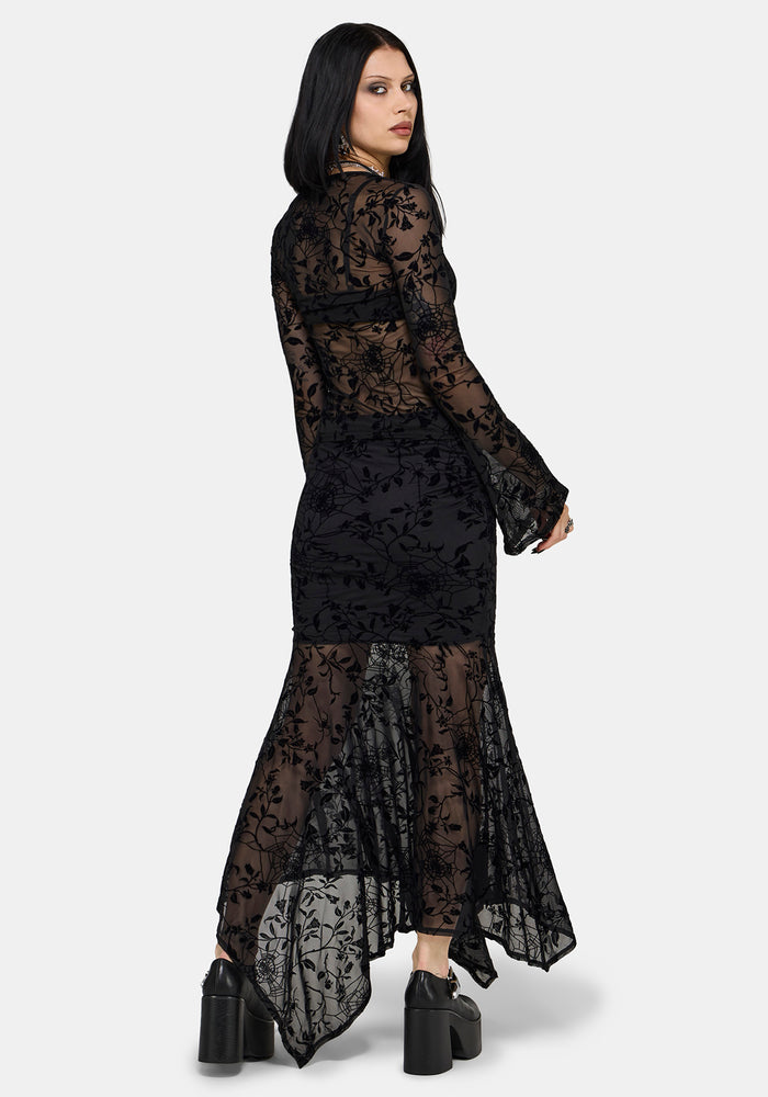 Deadly Nightshade Mesh Midi Skirt