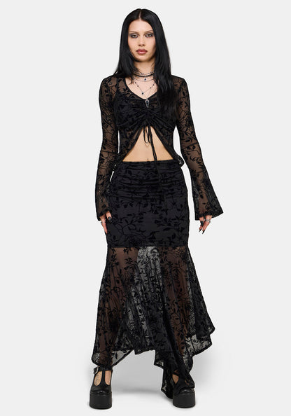 Deadly Nightshade Mesh Midi Skirt