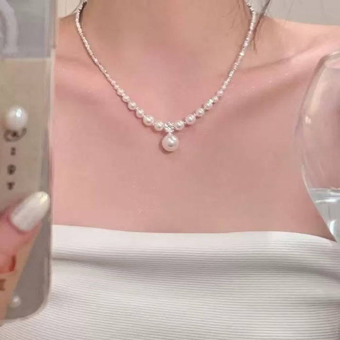 Diamond Pearl Necklace - Fashionnsio