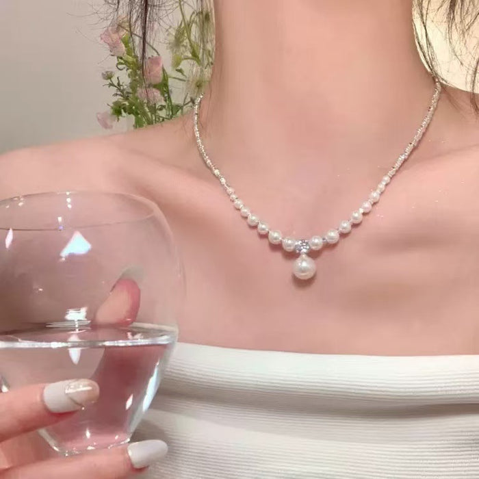 Diamond Pearl Necklace - Fashionnsio