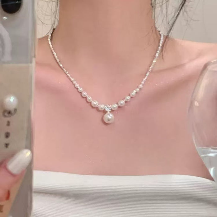 Diamond Pearl Necklace - Fashionnsio