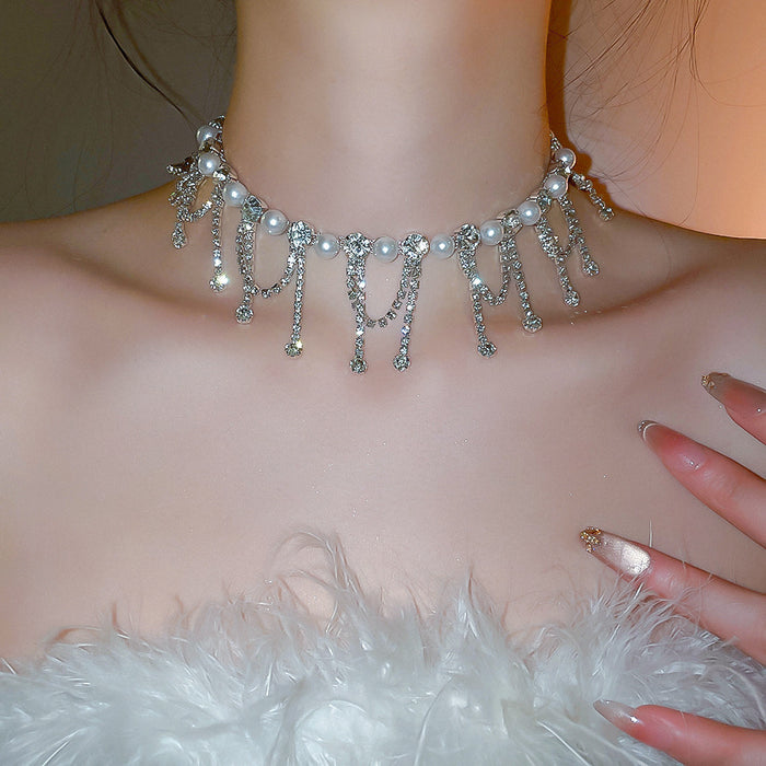 Diamond Tassel Choker Necklace - Fashionnsio