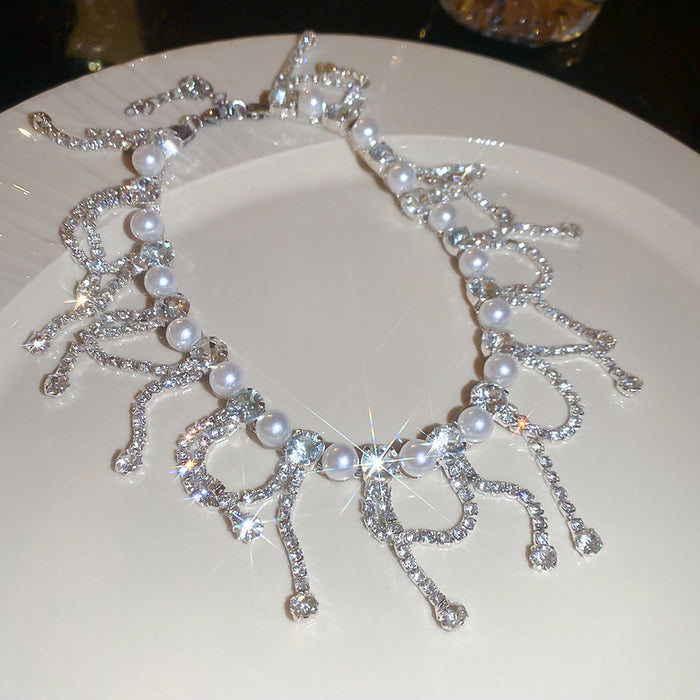Diamond Tassel Choker Necklace - Fashionnsio