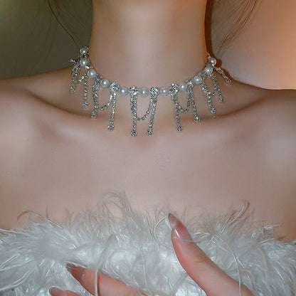 Diamond Tassel Choker Necklace - Fashionnsio