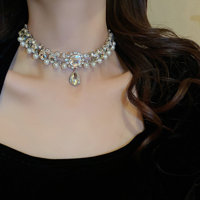 Diamond Water Drop Choker Necklace - Fashionnsio