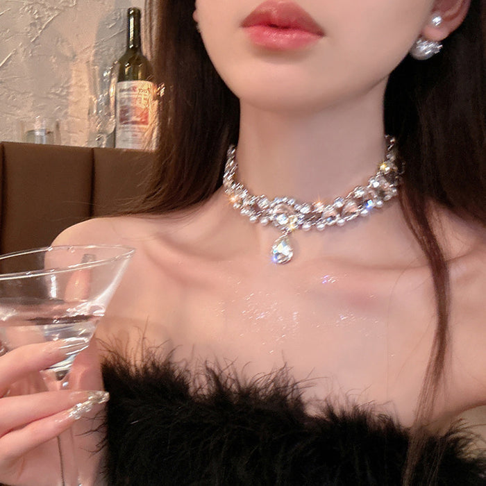 Diamond Water Drop Choker Necklace - Fashionnsio