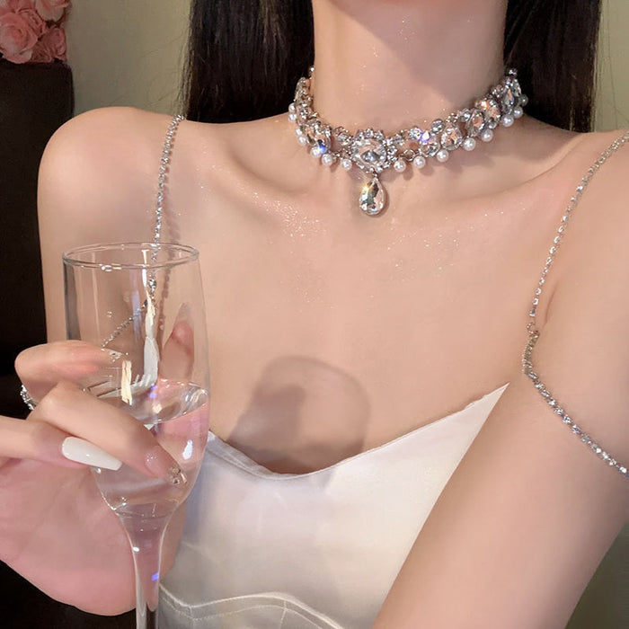 Diamond Water Drop Choker Necklace - Fashionnsio