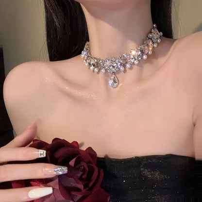 Diamond Water Drop Choker Necklace - Fashionnsio