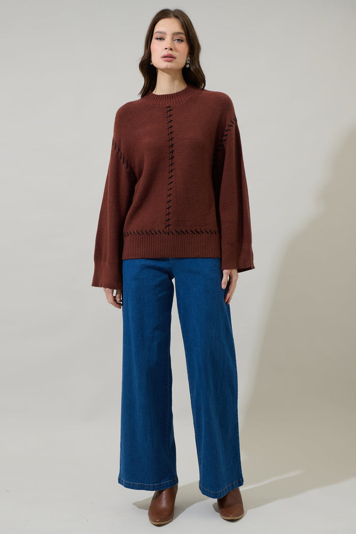 Dills Stitched Dropped Shoulder Sweater