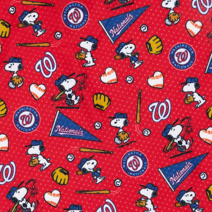 Sassy Woof’s Dog Bandana – MLB™ x Peanuts™ Washington Nationals™ features Snoopy baseball scenes, team logos, and playful designs—perfect for pups or your next creative project!.