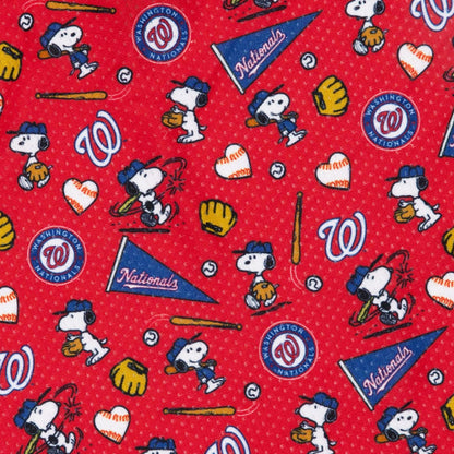 Sassy Woof’s Dog Bandana – MLB™ x Peanuts™ Washington Nationals™ features Snoopy baseball scenes, team logos, and playful designs—perfect for pups or your next creative project!.