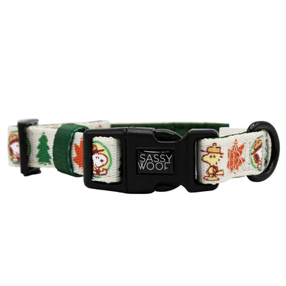 The Sassy Woof Dog Four Piece Bundle - Peanuts™ Beagle Scouts is perfect for Snoopy fans, featuring pet accessories with a black plastic buckle.