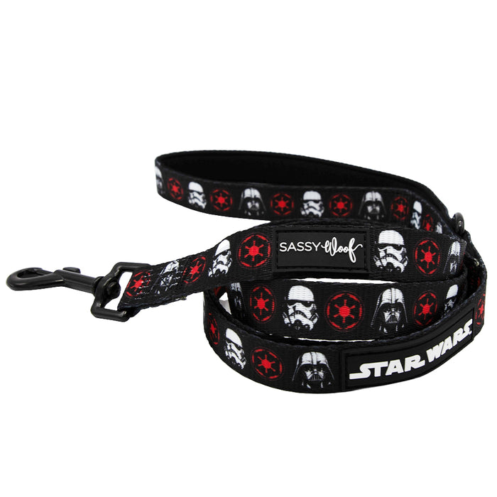 The Sassy Woof Dog Two Piece Bundle - STAR WARS™ The Dark Side features a black leash with Stormtrooper helmets and red Imperial symbols—pair it with the matching harness for a stylish galactic walk.
