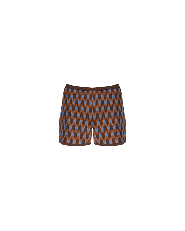 DONNA SHORTS BLUE BROWN KNIT WAVE