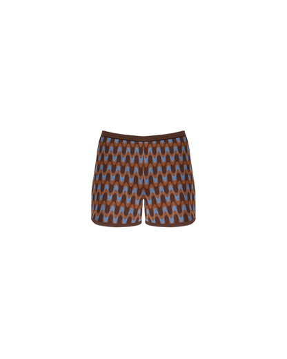 DONNA SHORTS BLUE BROWN KNIT WAVE