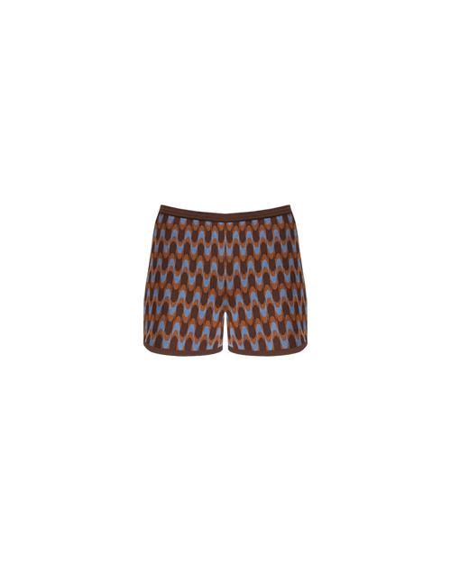 DONNA SHORTS BLUE BROWN KNIT WAVE